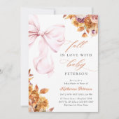 Bébé En Fleur FALL Pink Bow Baby shower Invitation (Devant)