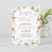 Bébé En Fleur Fille Baby shower Invitation (Debout devant)