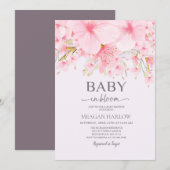 Bébé En Fleur Floral Fille Baby shower Invitation (Devant / Derrière)