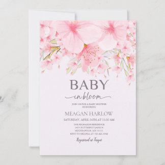 Bébé En Fleur Floral Fille Baby shower Invitation