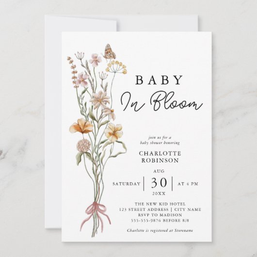Bébé En Fleur Floral Spring Baby shower Invitation (Devant)