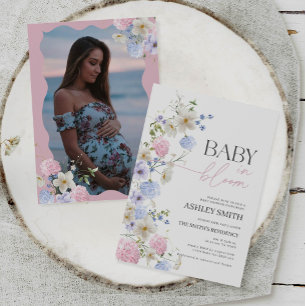Bébé en fleur Invitation avec photo