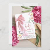 Bébé En Fleur Invitation, Invitation Baby shower (Devant)