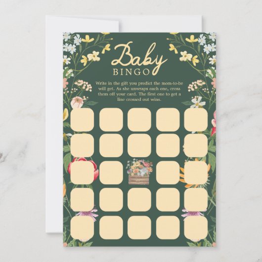 Bébé en Fleur Jardin Floral Été Bingo Carte de jeu (Devant)