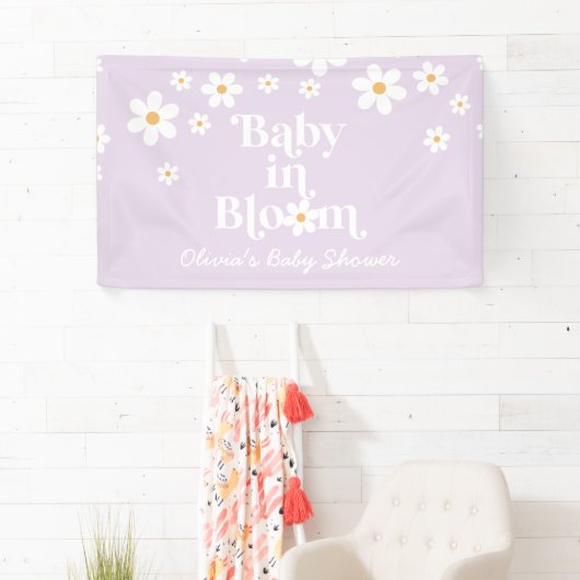 Bébé en Fleur Lilac Daisy boho douche Bannière (En situation)