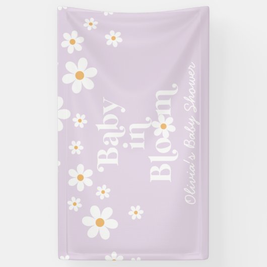 Bébé en Fleur Lilac Daisy boho douche Bannière (Vertical)