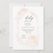 Bébé En Fleur Or Floral Baby shower Invitation (Devant)