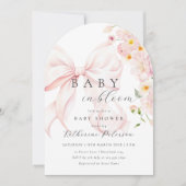 Bébé En Fleur Pink Bow Baby shower Invitation (Devant)