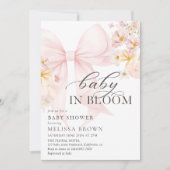 Bébé En Fleur Pink Bow Baby shower Invitation (Devant)