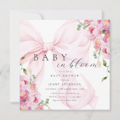 Bébé En Fleur Pink Bow Baby shower Invitation (Devant)