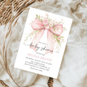 Bébé En Fleur Pink Bow Baby shower Invitation