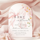 Bébé En Fleur Pink Bow Baby shower Invitation