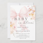 Bébé En Fleur Pink Bow Baby shower Invitation (Devant)