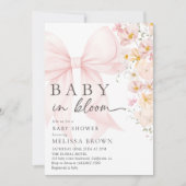 Bébé En Fleur Pink Bow Baby shower Invitation (Devant)