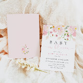 Bébé En Fleur Rose Baby shower Floral Invitation