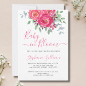 Bébé en Fleur rose Baby shower Floral Invitation