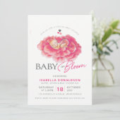 Bébé en fleur rose fleurie invitations douche bébé (Debout devant)