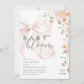 Bébé En Fleur Soft Rose Bow Baby shower Invitation (Devant)