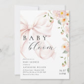 Bébé En Fleur Soft Rose Bow Baby shower Invitation (Devant)