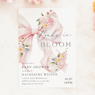 Bébé En Fleur Soft Rose Bow Baby shower Invitation