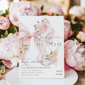 Bébé En Fleur Soft Rose Bow Baby shower Invitation