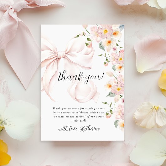Bébé En Fleur Soft Rose Bow Baby shower Invitation