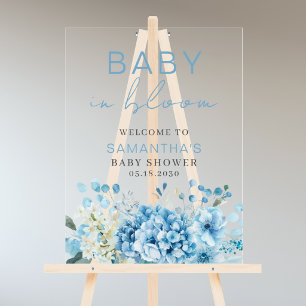 Bébé en fleurs Baby Shower bleu floral garçon