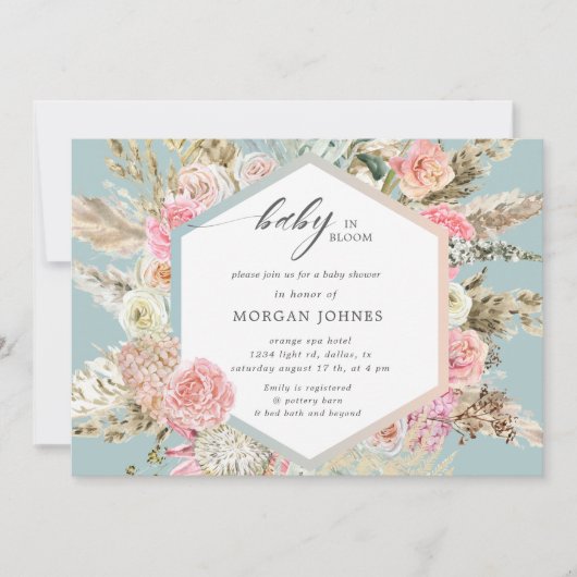 bébé en fleurs baby shower bohème invitation (Devant)