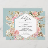 bébé en fleurs baby shower bohème invitation (Devant / Derrière)
