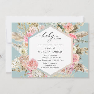 bébé en fleurs baby shower bohème invitation