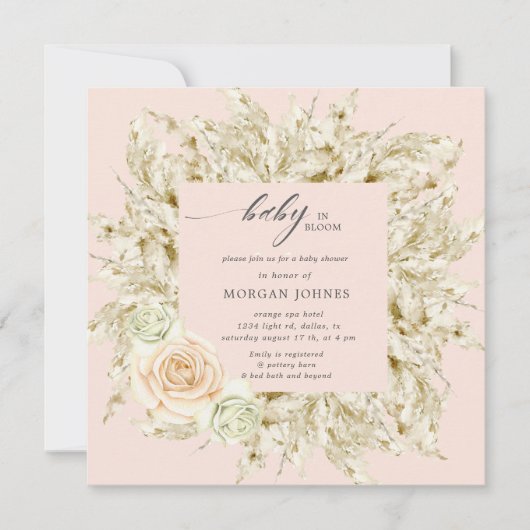bébé en fleurs baby shower bohème invitation (Devant)
