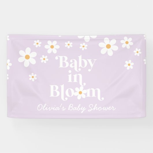 Bébé en fleurs Bannière de douche lilas Daisy bohè (Horizontal)