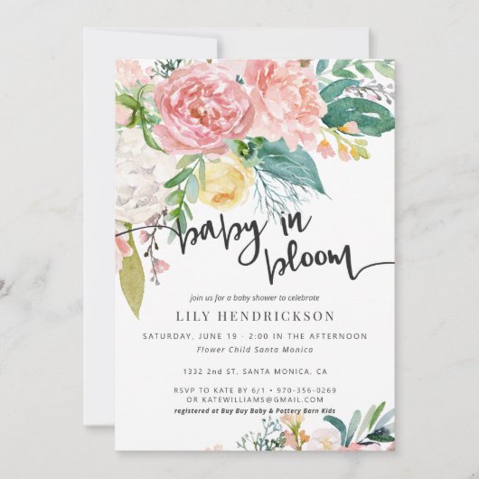 Bébé en fleurs | Invitation à une baby shower flor (Devant)
