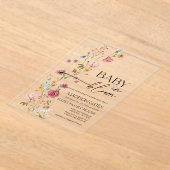 Bébé en fleurs Invitation acrylique florale (Poser)