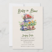 Bébé en fleurs | Invitation Baby shower aquarelle (Devant)