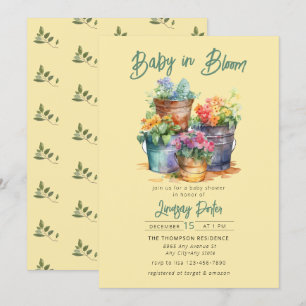 Bébé en fleurs Invitation Baby shower aquarelle