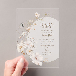 Bébé en fleurs Invitation Baby Shower aquarelle Ba