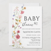 Bébé en fleurs: Invitation de baby shower modifiab (Devant)