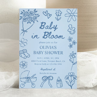 Bébé en fleurs Invitation pour garçon Baby Shower