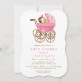 Bébé en Poussette rose Baby shower invitation (Devant)