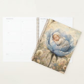 Bébé endormi dans une fleur bleue (Devant avec enveloppe)