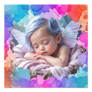 Bébé endormi photo aquarelle pastel doux