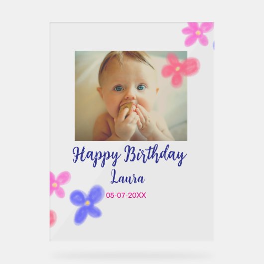 Bébé enfants 1er anniversaire ajouter le nom date (Recto)
