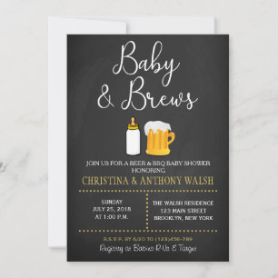 Bébé et brasse Baby shower Chalk BBQ Invitation