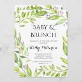Bébé et Brunch Botanical Shower Invitation (Devant / Derrière)