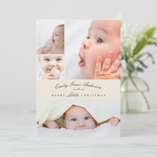 Bébé Faire-part 5 Collage Joyeux petit Noël (Debout devant)