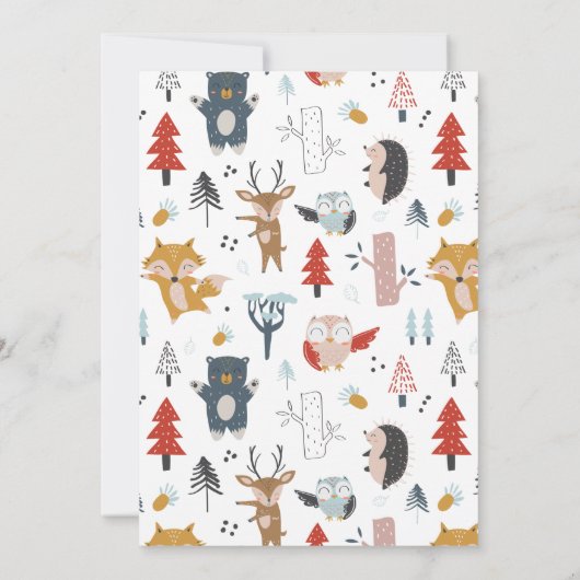 BÉBÉ FAIRE-PART DE NAISSANCE Animaux boisés (Dos)