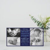 Bébé Faire-part de naissance bleu Collage (garçon) (Debout devant)