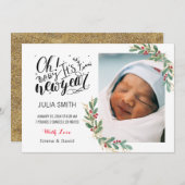 Bébé Faire-part de naissance Carte photo élégant F (Devant / Derrière)