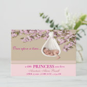 Bébé Faire-part de naissance de superposition rose (Debout devant)